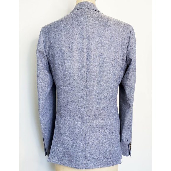 Paul Taylor Mens Linen Cotton Silk Blend Blue Heather Blazer Jacket Sprotscoat - Picture 7 of 14